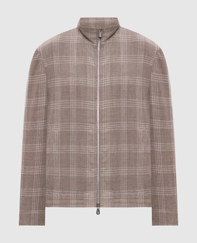 Brunello Cucinelli Beige checked wool, silk and linen jacket MZ4306580
