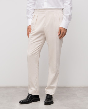 Brunello Cucinelli Beige corduroy pants with stripes ML462PS04