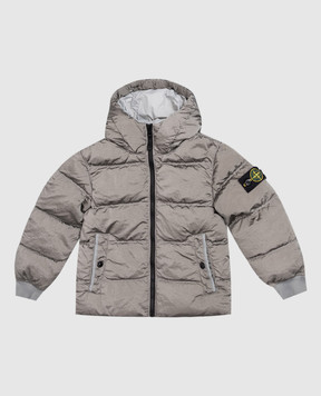 Stone Island Khaki children's down jacket with logo patch L2S164100006S001914