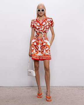 Dolce&Gabbana Cropped shirt in branded print F5T66TGDDRD