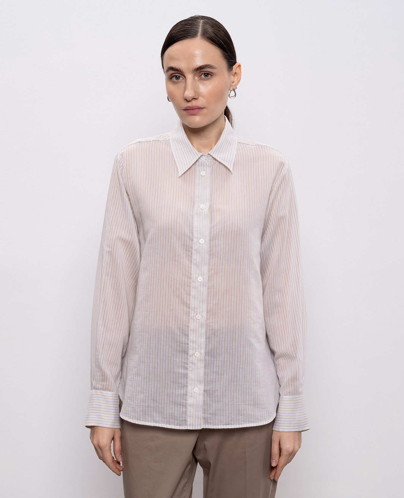 White striped silk shirt Peserico 3