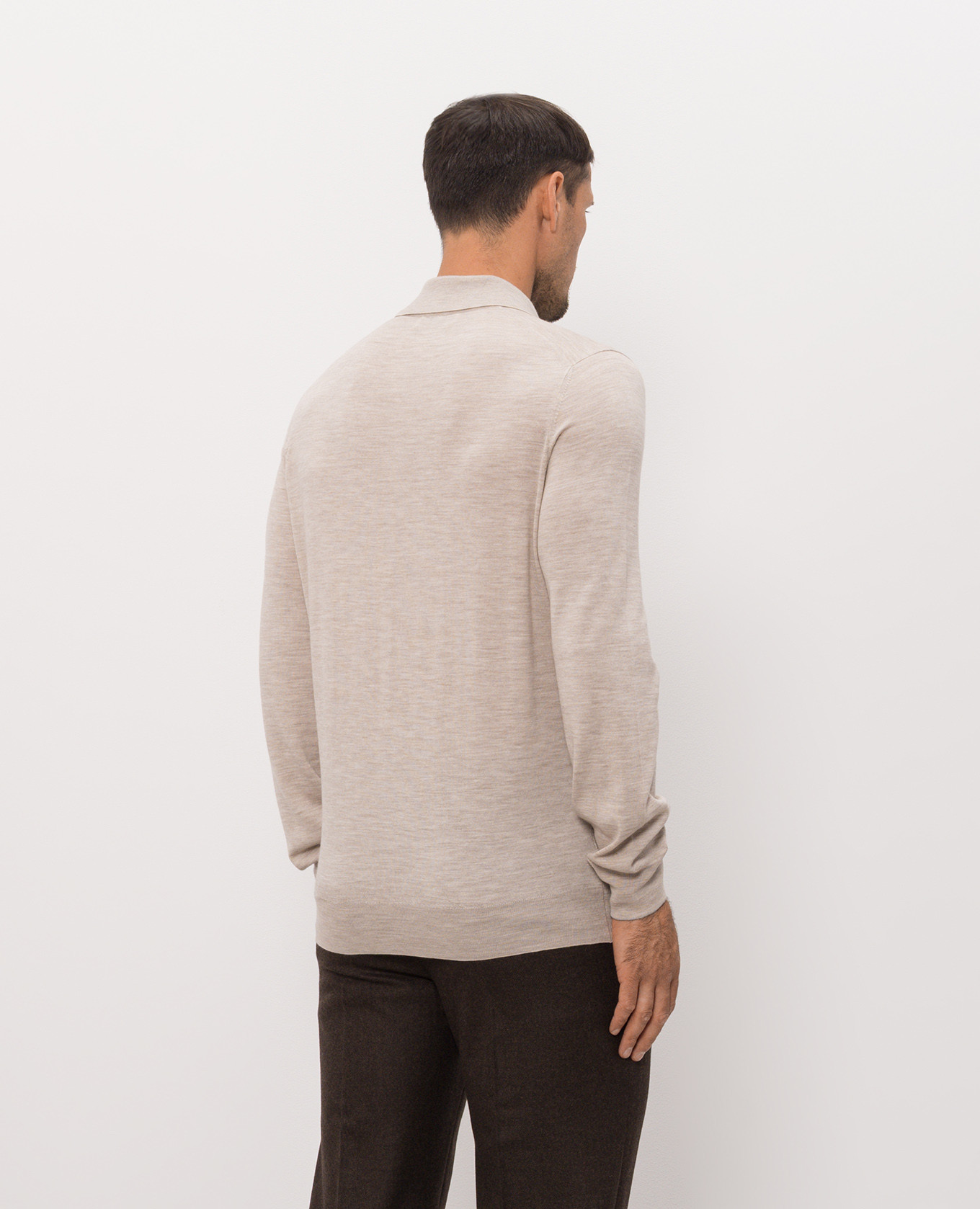 Beige melange polo shirt made of wool and cashmere Brunello Cucinelli 4