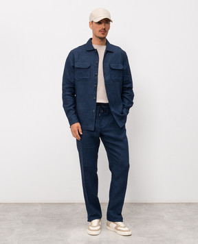 CAPOBIANCO Blue straight-cut linen shirt 20M515LL00