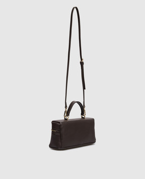 Christian Villa Brown leather bag with logo print 06301