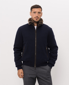 MooRER BELLATI blue down jacket made of wool and cashmere with fur BELLATIMRW