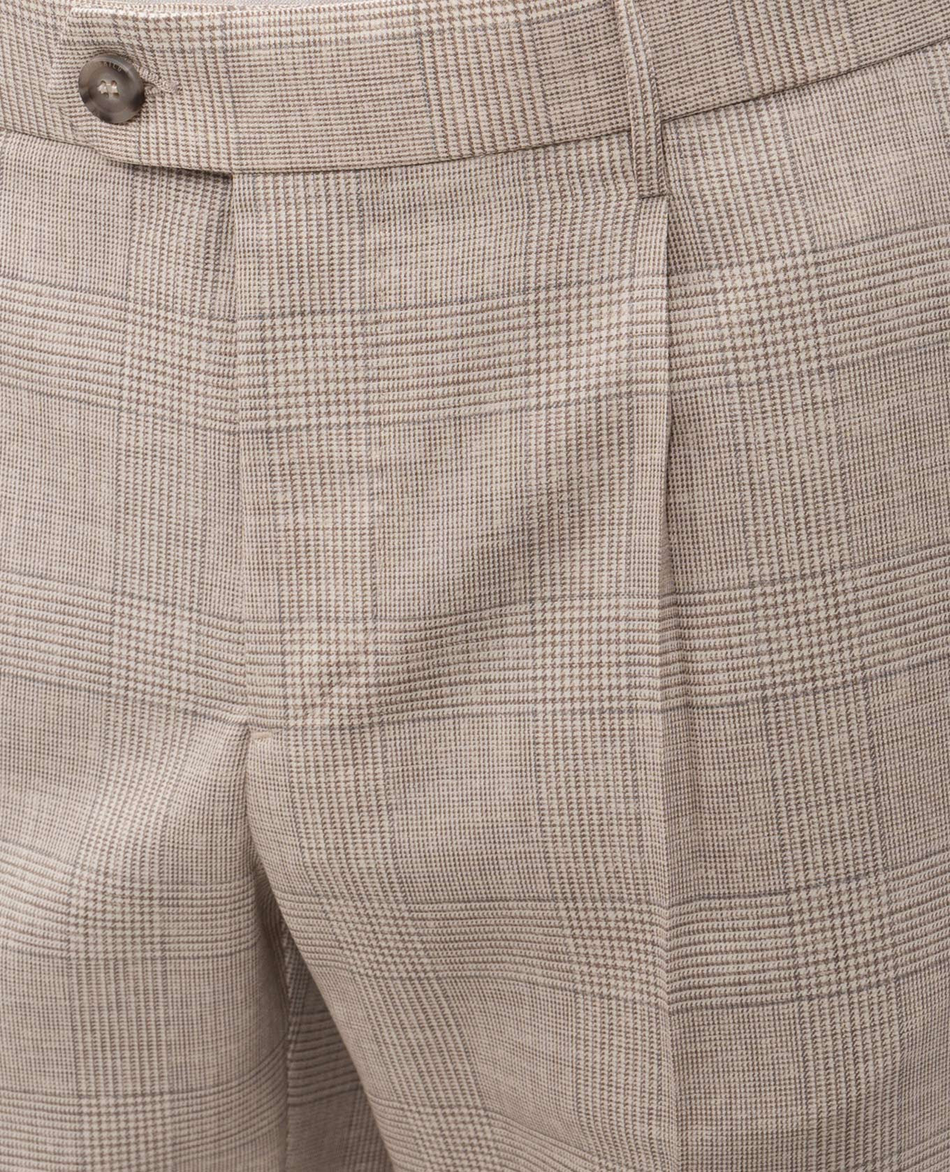 

Beige wool Windsor check trousers Peserico