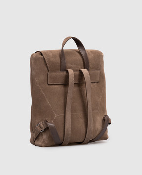 Brunello Cucinelli Suede brown backpack with embossed logo MBDLB2826P