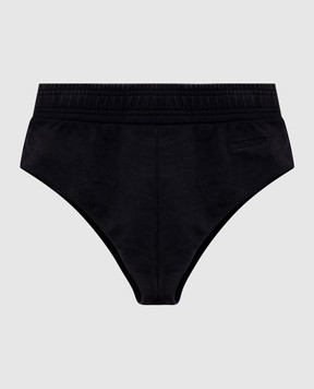 Vetements Black mini shorts with logo embroidery WE76SS510B