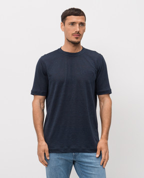 Stefano Ricci Blue linen T-shirt K919071G10T26205