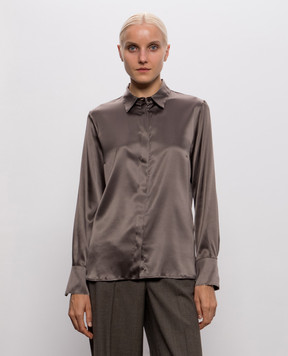 Peserico Dark brown silk blouse S0697102372