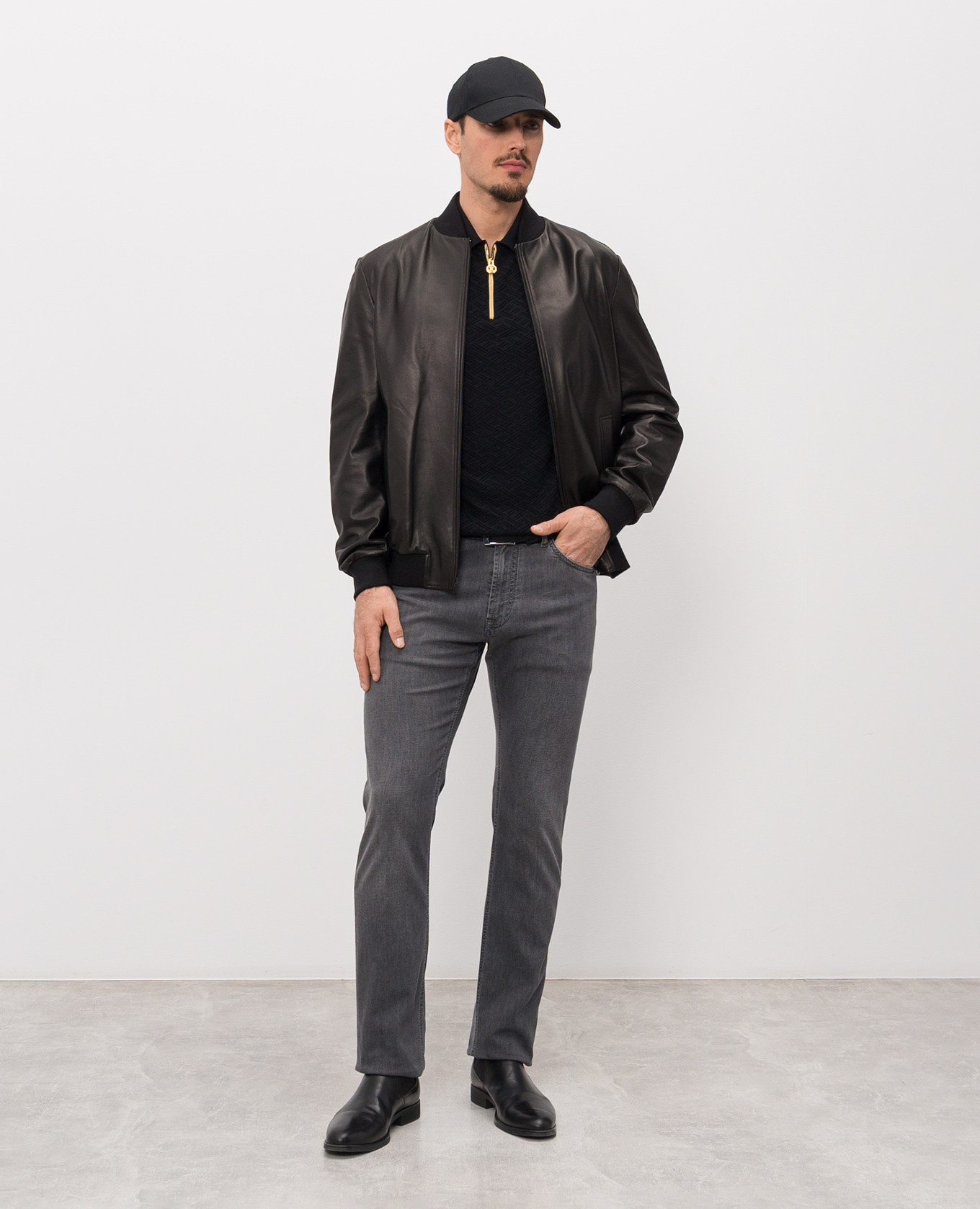 

Black silk polo shirt Stefano Ricci