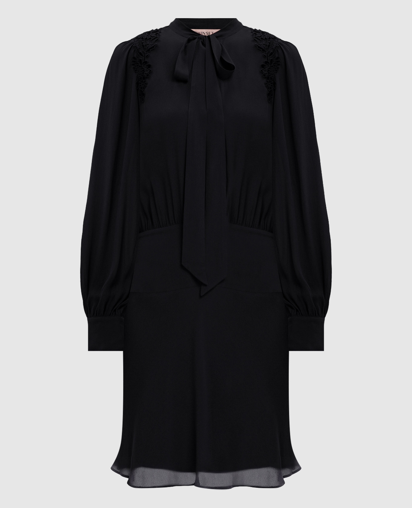 Black dress with ascot collar