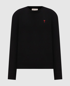 Ami Paris Black sweatshirt with embroidered emblem BFUSW035730m