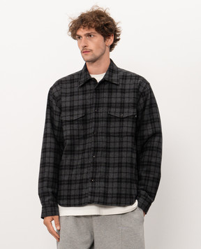 Vetements Gray shirt-style jacket with checked wool MH27SH065GCm