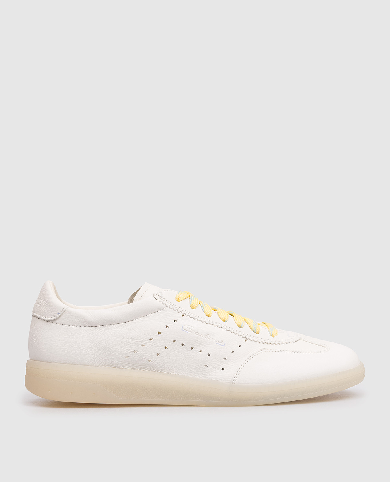 

White leather sneakers with embossed logo Santoni