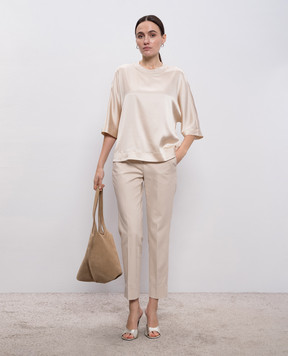 Peserico Beige silk blouse with chain A068712372E