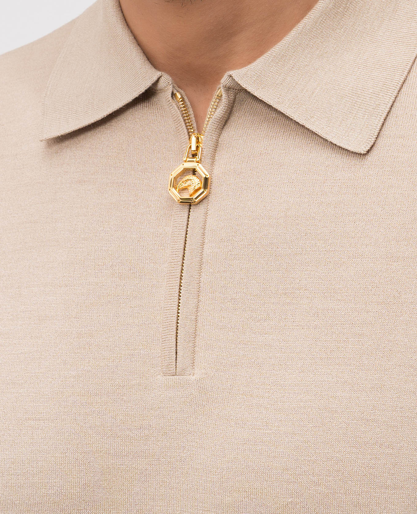 

Beige silk polo shirt with emblem Stefano Ricci