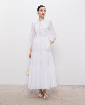 Peserico White maxi dress with ruffles S02109L100481