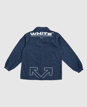 Off-White Children's blue denim shirt with logo print 44BYD003F5D001