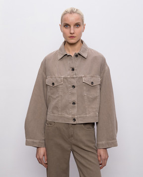 Brunello Cucinelli Brown denim jacket with linen ML9967674