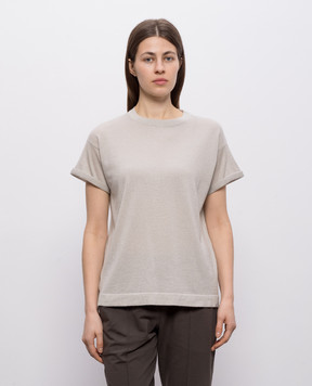 Brunello Cucinelli Gray cashmere and silk lurex t-shirt M41810000
