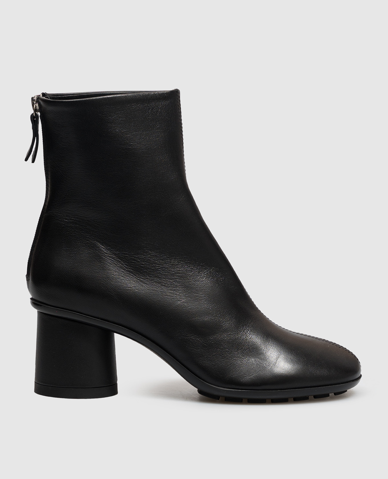 Black leather ankle boots CURVY AGL