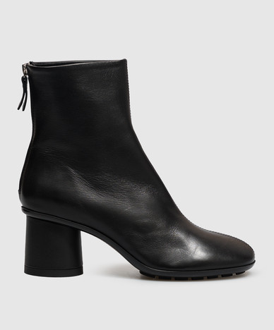 Schwarze Leder-Ankle-Boots CURVY