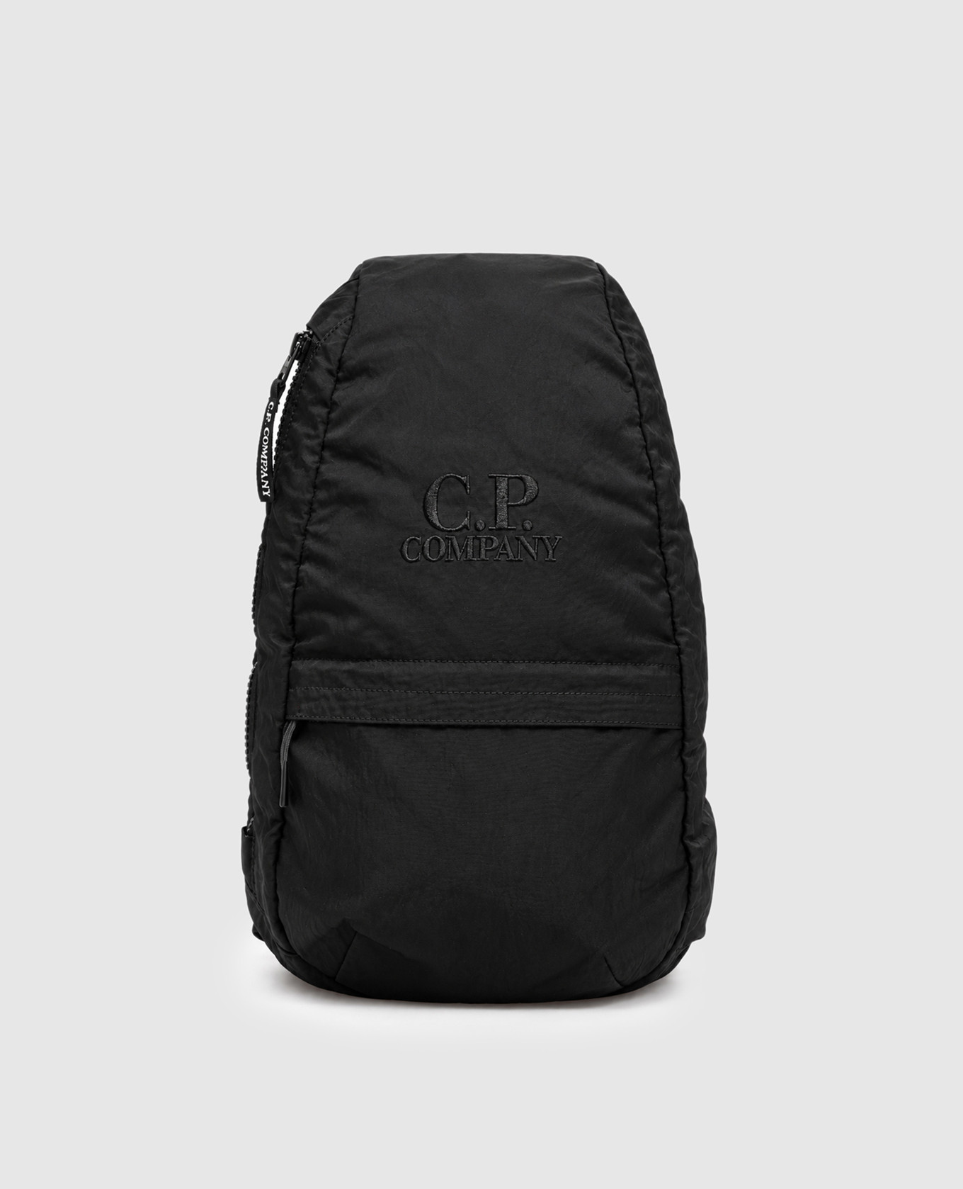 Children's black sling bag with logo embroidery