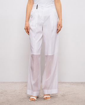 Peserico White silk pants with patch A04092D08372