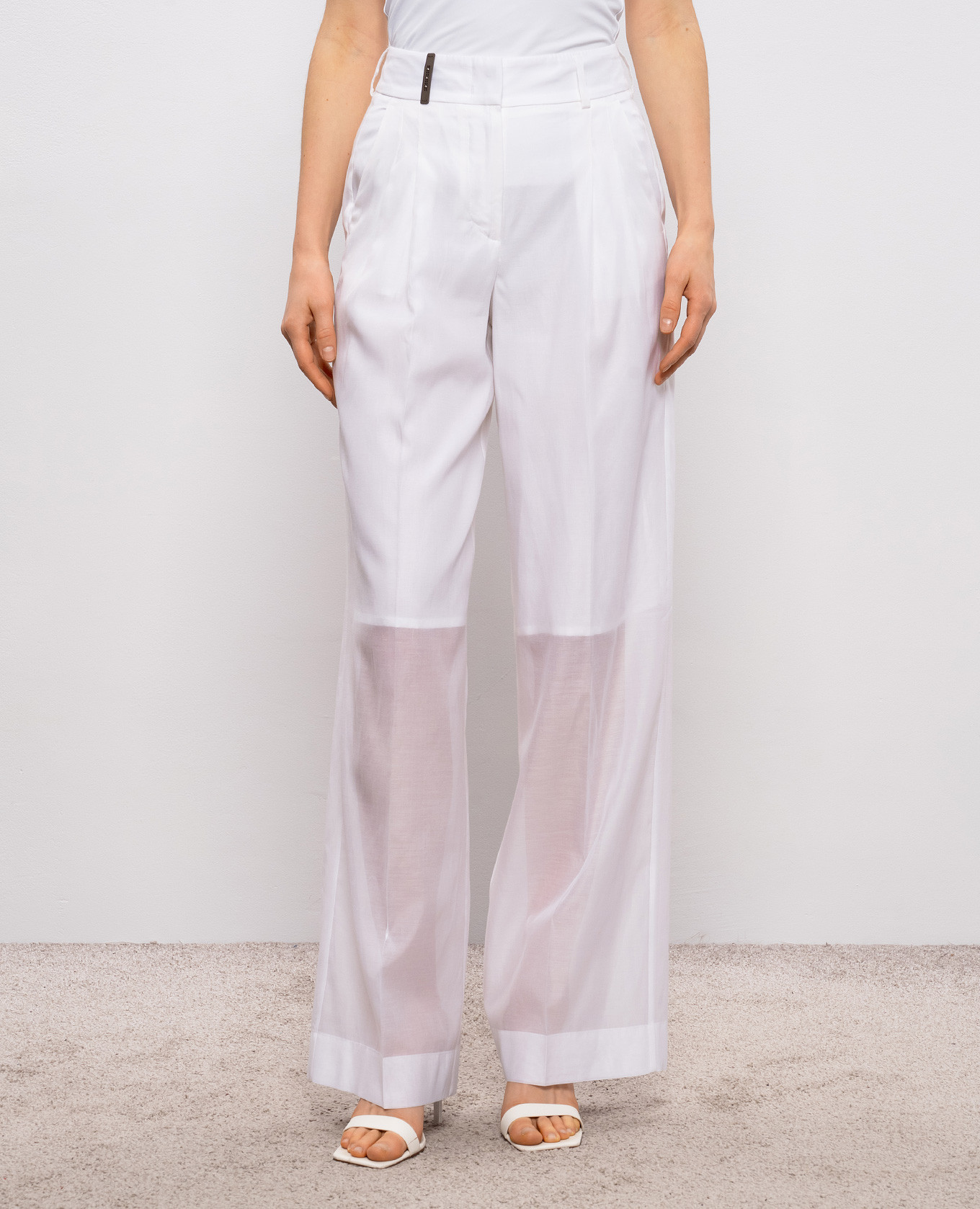 White silk pants with patch Peserico 3