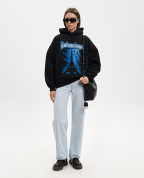Balenciaga Black Paris Thunderstorm hoodie 871956TUVF4