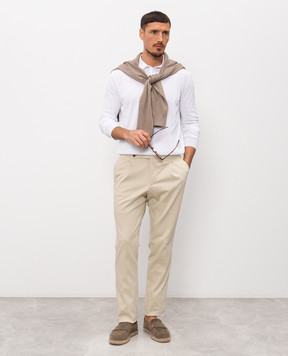 Pini Parma White cotton polo shirt POLOLUNGBCO