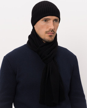 Cashmere&Whiskey Black merino wool scarf 140