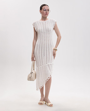 Loulou de Saison Knitted asymmetric dress Malena in ivory color MALENA