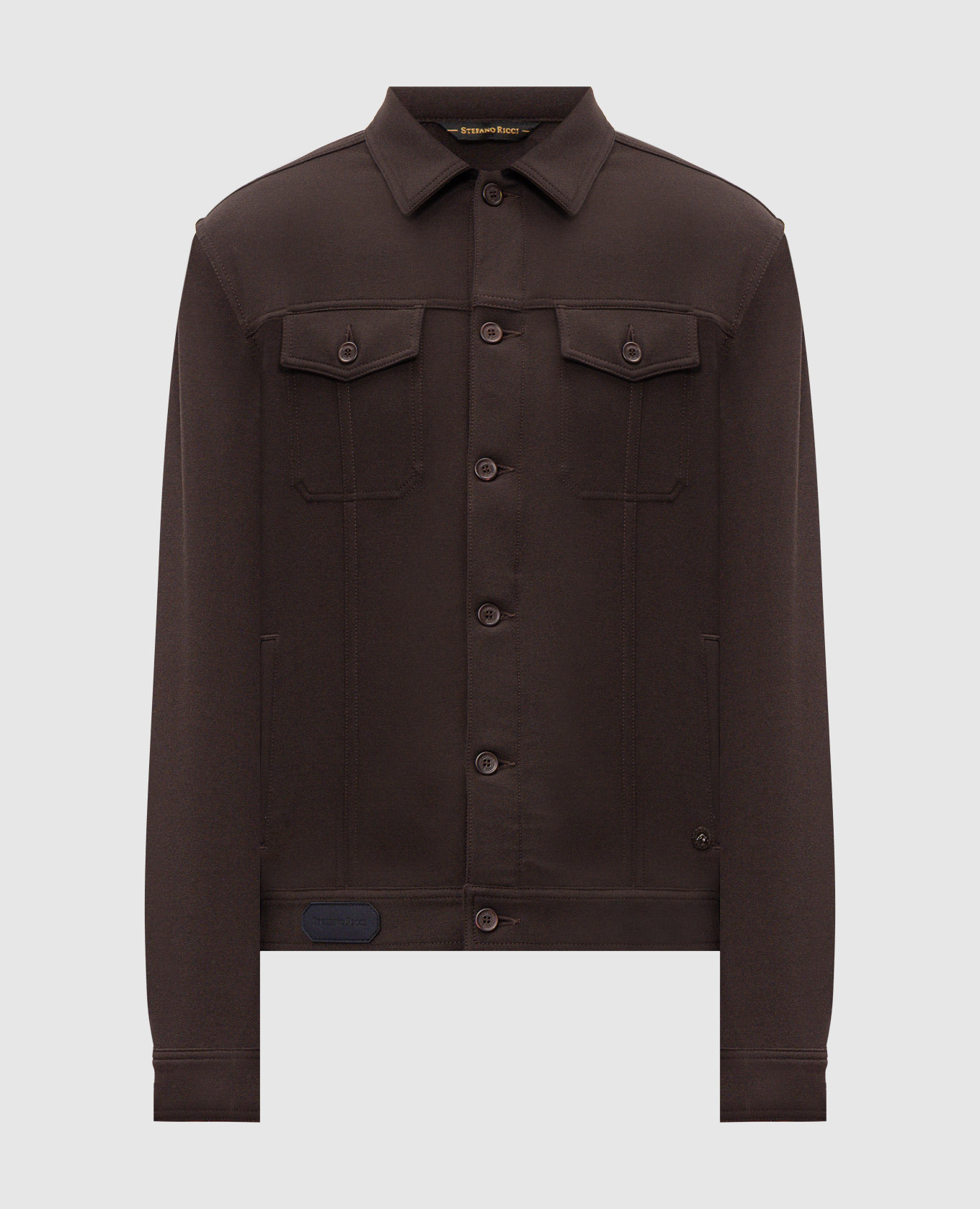 Dark brown jacket with logo patch