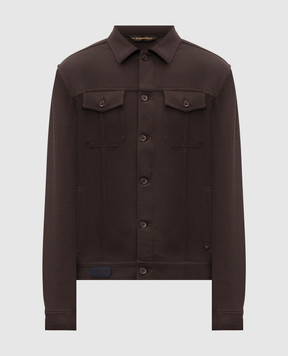 Stefano Ricci Dark brown jacket with logo patch MFJ6300100TR172P