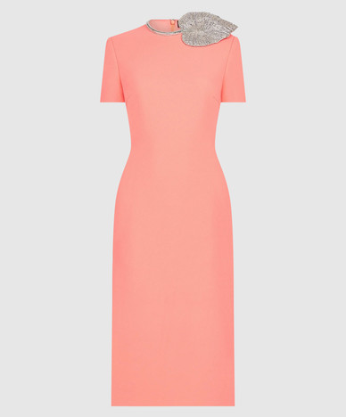 Pink sheath dress with applique