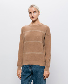 Peserico Brown wool and silk jumper with monil chain S99512F12L9095