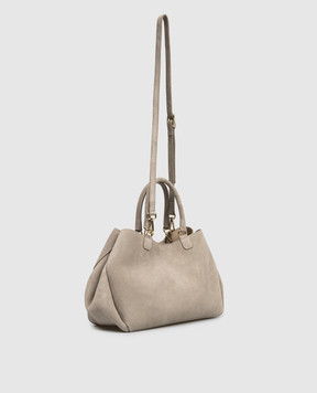 Christian Villa Beige suede tote bag with logo embossing 06367