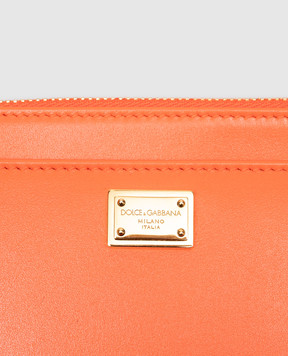 Dolce&Gabbana Orange leather cardholder with metal plate BI1261A9S25