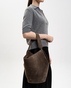 Khaite Brown suede bucket bag Lotus H2043726