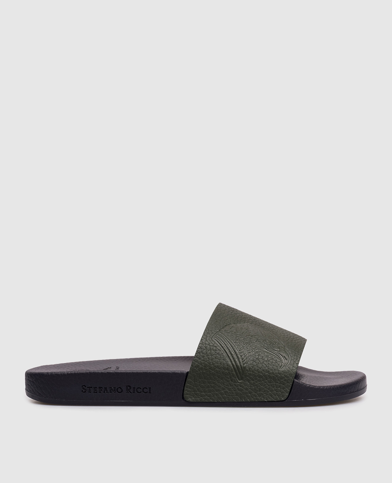 

Khaki leather sliders Stefano Ricci