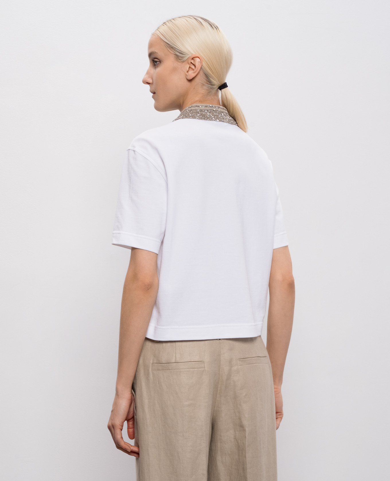 White polo with sequins Brunello Cucinelli 4