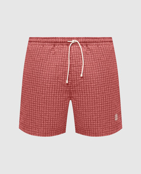 Brunello Cucinelli Burgundy printed swim shorts MR847043
