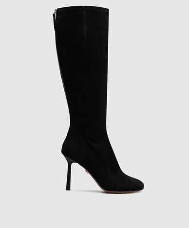 Schwarze Wildlederstiefel