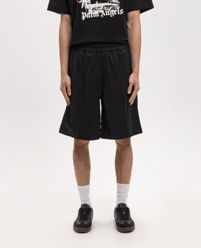 Palm Angels Black shorts with logo print PMCL00AS26FAB001
