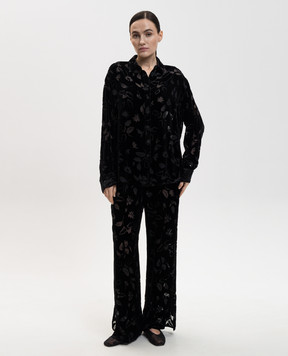 Asceno Loreto black velvet pants with silk B065F65C01
