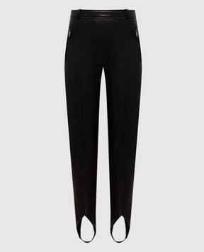 Balmain Black leather pants with straps PA0000000005