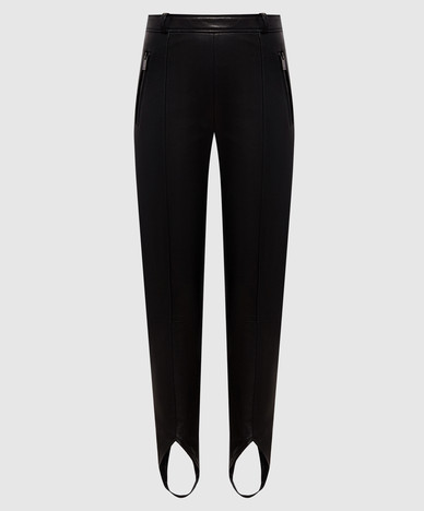 Black leather pants with straps