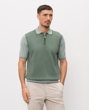 Stefano Ricci Green silk polo with zipper K212036P31F26192